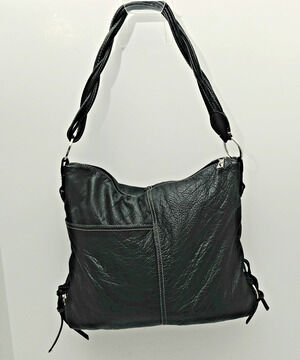 VINTAGE FORTUNA VALENTINO "Y2K" Black LEATHER SLOUCHY HOBO BAG